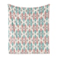 thumbnail image 1 of Ethnic Soft Flannel Fleece Throw Blanket, Traditional Local Design Elements, Cozy Plush for Indoor and Outdoor Use, 60" x 80", Coral Turquoise White, by Ambesonne, 1 of 5