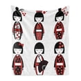 thumbnail image 1 of Ethnic Soft Flannel Fleece Throw Blanket, Unique Geisha Dolls in Folkloric Costumes Outfits Hair Sticks Kimono Art Image, Cozy Plush for Indoor and Outdoor Use, 50" x 70", Black Red, by Ambesonne, 1 of 5
