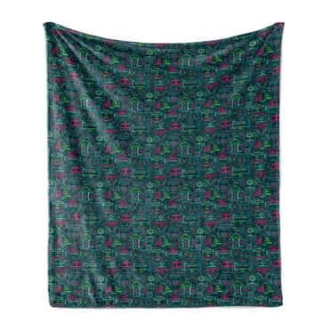 Ethnic Soft Flannel Fleece Throw Blanket, Vibrant Colored Drawing Style Pattern with Geometrical Traditional Illustration, Cozy Plush for Indoor and Outdoor Use, 60" x 80", Multicolor, by Ambesonne