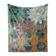 thumbnail image 1 of Ethnic Soft Flannel Fleece Throw Blanket, Vintage Style Oriental Composition with Mandala Flowers and Peacock Feathers, Cozy Plush for Indoor and Outdoor Use, 50" x 60", Multicolor, by Ambesonne, 1 of 6
