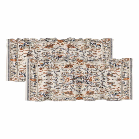 Ethnic Southwestern Valances for Windows, Decorative Rod Pocket Window Valance Curtains, Tribal Antique Boho-Chic Heritage Short Curtain Drapes for Kitchen/Living Room, 2 Panels, 42" W x 12" L