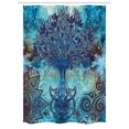 thumbnail image 1 of Ethnic Stall Shower Curtain, Grunge Style Tree Pattern with Ethnic Mandala and Spiral Shapes Blurry Artwork, Fabric Bathroom Set with Hooks, 54W X 78L Inches, Turquoise Brown, by Ambesonne, 1 of 1