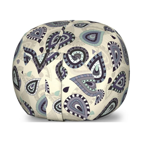 Ethnic Storage Toy Bag Chair, Moroccan Paisley Style Ornament Middle East Heritage and Culture Traditional Motif, Stuffed Animal Organizer Washable Bag, Large Size, Multicolor, by Ambesonne