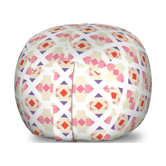 Ethnic Storage Toy Bag Chair, Pastel Traditional Aztec Funky Geometric Pattern of Squares and Triangles Print, Stuffed Animal Organizer Washable Bag, Large Size, Multicolor, by Ambesonne