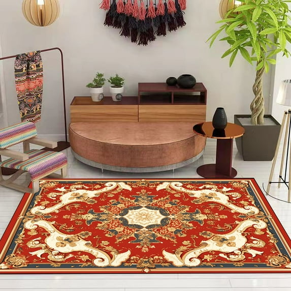 Ethnic Style Bedroom Carpet Vintage Persian Living Room High-end Luxury Rug Washable Porch Floor Mat