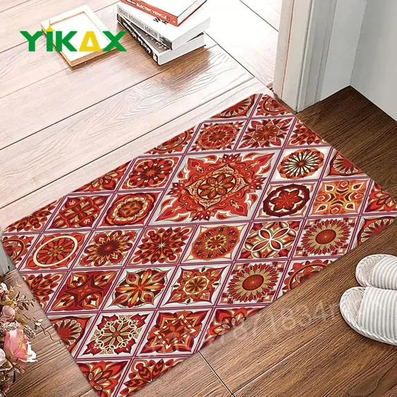 Ethnic Style Datura Print Mats Living Room Carpets Kitchen Bath Non-slip Bedroom Sofa Area Floor Decoration Household Door Rugs