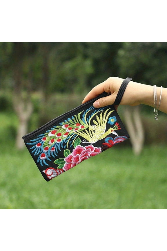 Ethnic Style Embroidered Clutch Bag Vintage Embroidery Handbag Coin Bag Women's Phone Bag Long Wallet For Women Gifts
