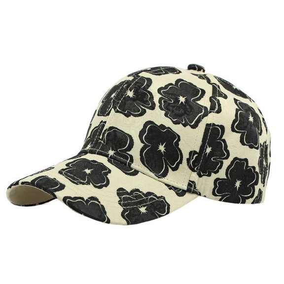 Ethnic Style Floral Print Hard Brim Baseball Cap for Women Outdoor Sun Protection Sun Hat Casual Versatile Personality Duckbill Cap