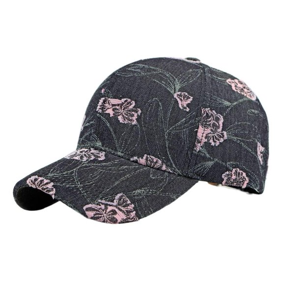 Ethnic Style Hat for Women New Jacquard Flower Duckbill Cap Women Outdoor Sun Protection Sun Hat Denim Hard Top Baseball Cap