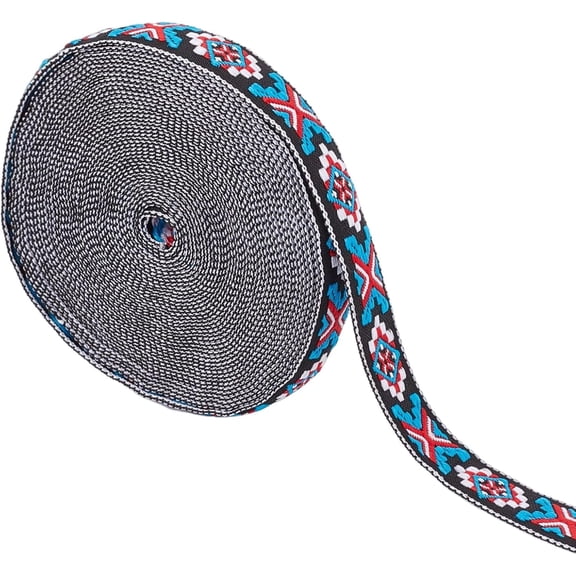 Ethnic Style Jacquard Polyester Ribbons Garment Accessories Mixed Patterns Colorful 3/4 inch(20mm) 10.94 Yards(10m)/Bag