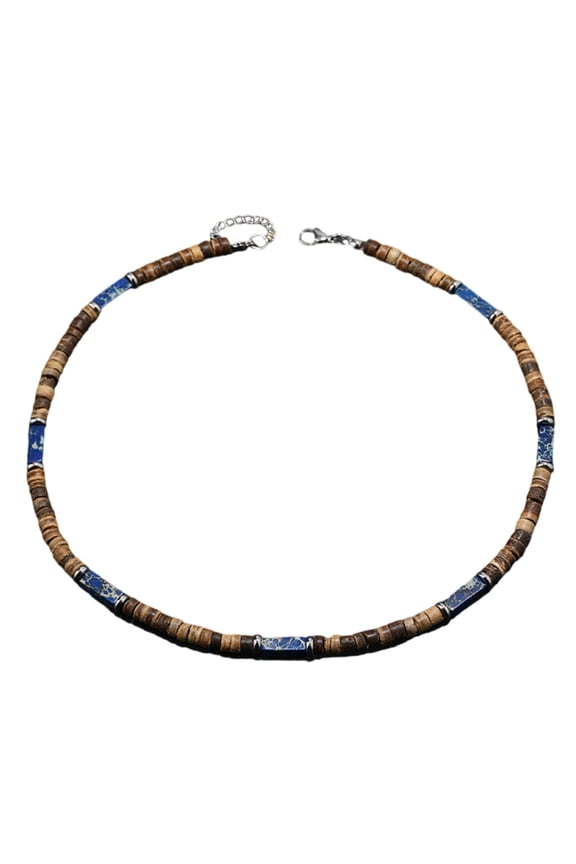 Ethnic Style Necklace Jewelry Featuring Brown Coconut Shell And Natural Stone Beads For A Unique Summer Jewelry Look