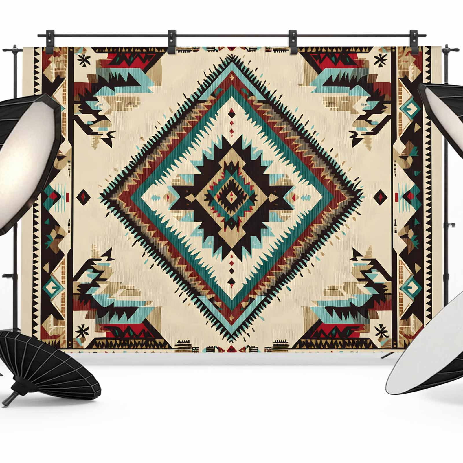 Ethnic Style Pattern Backdrop for Photography, Retro Brown Red Weaving ...