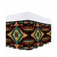 thumbnail image 1 of Ethnic Style Pattern Bed Skirt Queen Size 16" Drop Retro Weaving Red Abstract Art Ruffled Wrap Around Bed Skirts Adjustable Elastic Bedskirt Dust Ruffle for Queen Size Bed, 1 of 7