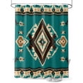 thumbnail image 1 of Ethnic Style Pattern Shower Curtain, Retro Green Abstract Weaving Art Waterproof Shower Curtain Set with 12 Hooks Lightweight Washable Fabric Shower Curtains for Bathroom 60x72 Inches, 1 of 6