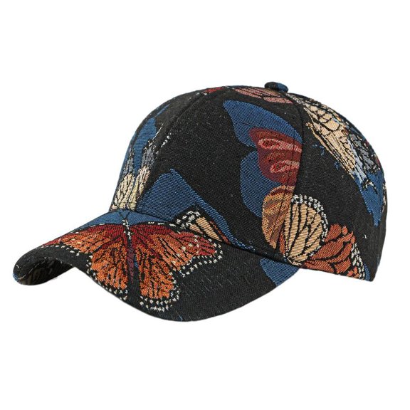Ethnic Style Personalized Embroidered Butterfly Hat Women's Baseball Cap Hard Top Casual Versatile Duckbill Cap Sun Protection Sunshade Hat