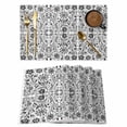 thumbnail image 1 of Ethnic Style Placemats Set of 6, Vintage Flowers Gray Floral Non-Slip Place Mats Washable Table Mats for Kitchen Dining Table Decorations Indoor/Outdoor, 1 of 9