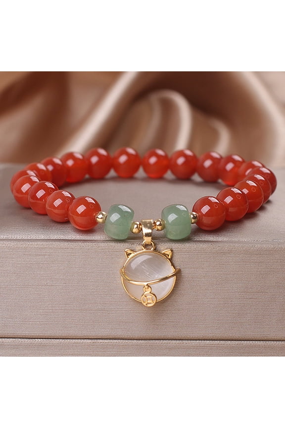 Ethnic Style Red Agate Bracelet Money Drawing And Luck Changing Lucky Cat