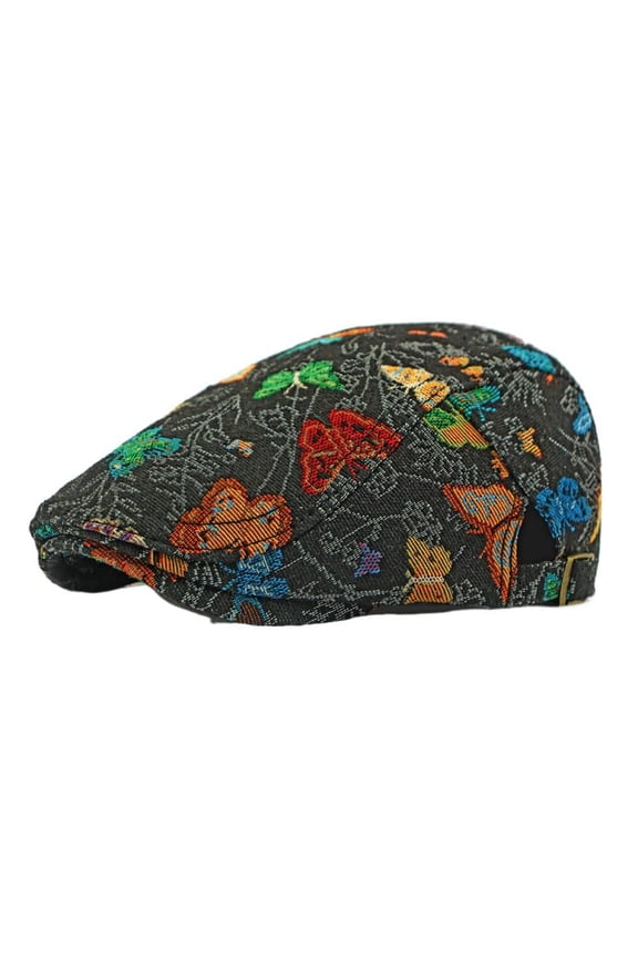 Ethnic Style Retro Jacquard Hat Women's Butterfly Beret Retro Fashion Forward Hat Casual Versatile Artist Hat