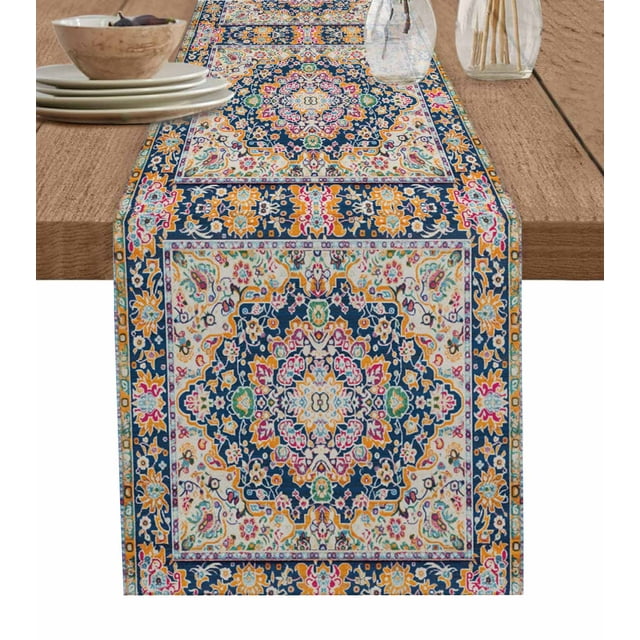 Ethnic Style Retro Persian Pattern Table Runner Cotton Linen Wedding Table r Tablecloth Kitchen r Table Runner