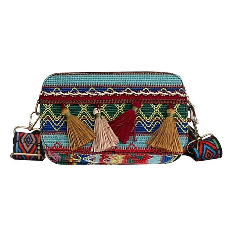 Ethnic Style Shoulder Bag Women Female Summer Vintage Boho Tassel