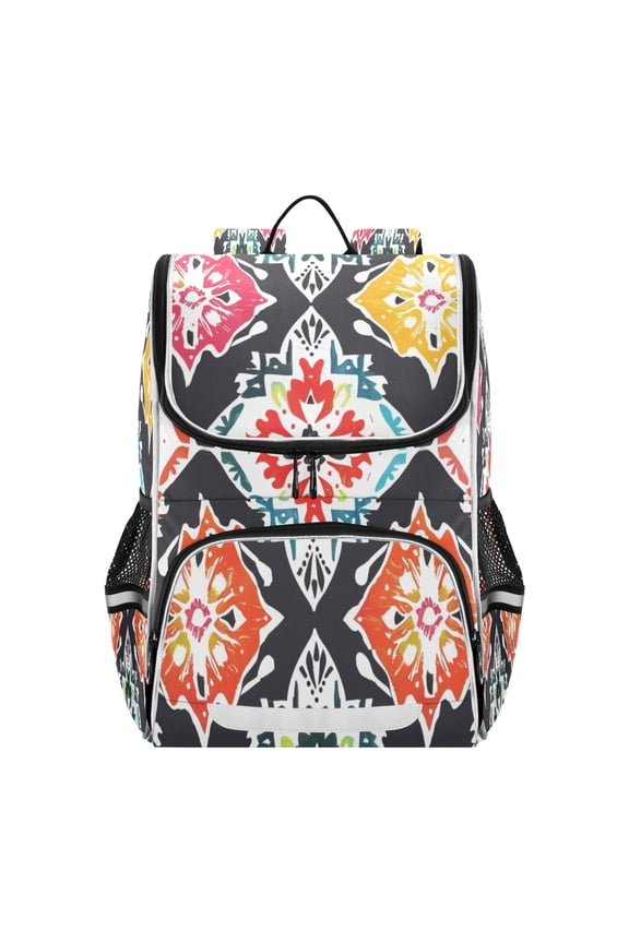 Ethnic Style Square Abstract Pattern Backpack Purse Daypack Book Bag Fashion Accessories Unisex 15L for Commute Travel School