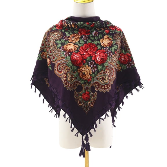 Ethnic Style Square Scarf Retro Multi-color Warm Dustproof Windproof Multifunctional Scarf