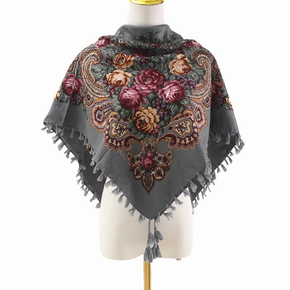 Ethnic Style Square Scarf Retro Multi-color Warm Dustproof Windproof Multifunctional Scarf