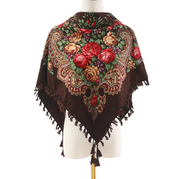 Ethnic Style Square Scarf Retro Multi-color Warm Dustproof Windproof Multifunctional Scarf