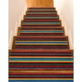 thumbnail image 1 of Ethnic Style Stair Treads Non Slip for Steps Colored Stripes Abstract Modern Art 10 Pcs Reusable Adhesive Stair Runner Mats for Dogs Elders Carpet Treads Rugs for Staircase 8x30 In, 1 of 7