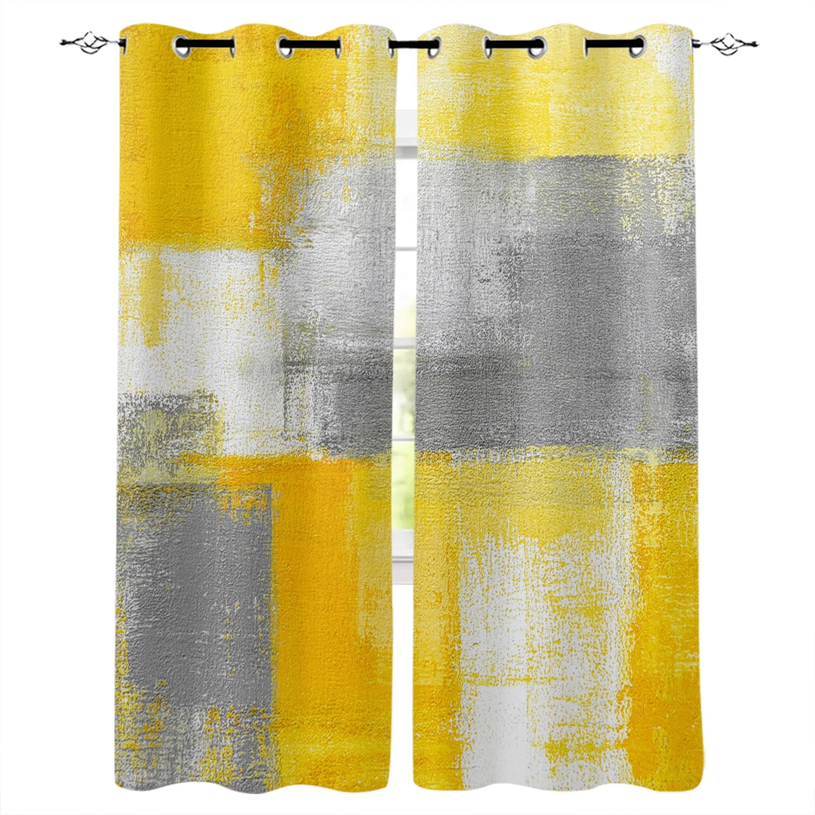 Ethnic Style Stripes Abstract Grommet Top Curtains for Living Room Bedroom Kitchen Window