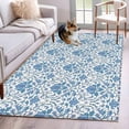 thumbnail image 1 of Ethnic Style Washable Area Rugs 2.7'x5', Medieval Retro Blue Flower Texture Low Pile Throw Living Room Rug Non-Slip Sturdy Edge Binding Carpet for Indoor Entryway Bedside Kitchen, 1 of 9
