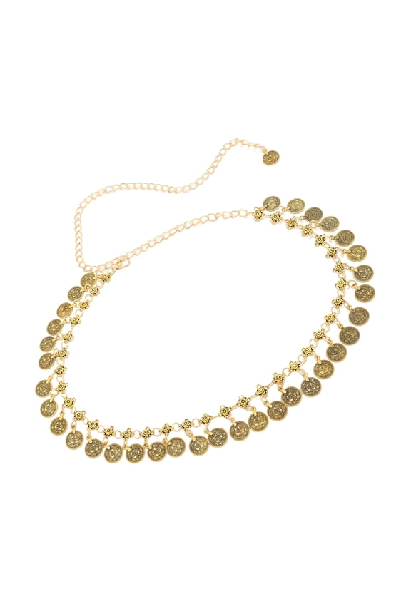 Ethnic Styles Coin Belt Bohemian Waist Chain Adjustable Length Belt Handmade Accessory for Beach and Vacation Outfits