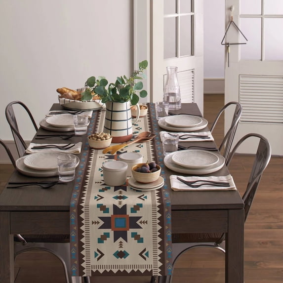 Ethnic Symbols Arrow Squares Party Festival Table Runner Kitchen Table Flag Tablecloth Holiday Printed Table Cover