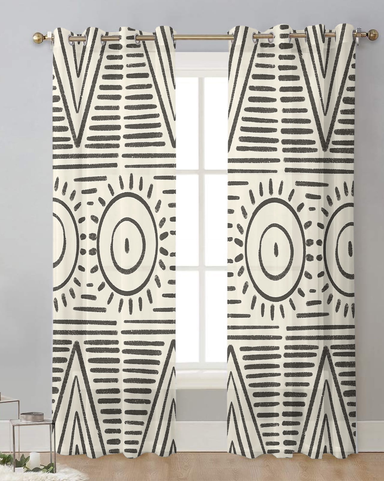 Ethnic Symbols Texture Arrow Squares Voile Hanging Curtain Living Room Sheer  Curtain Home r Drapes Gauze Window Panels - Walmart.com, image size:1280x1600
