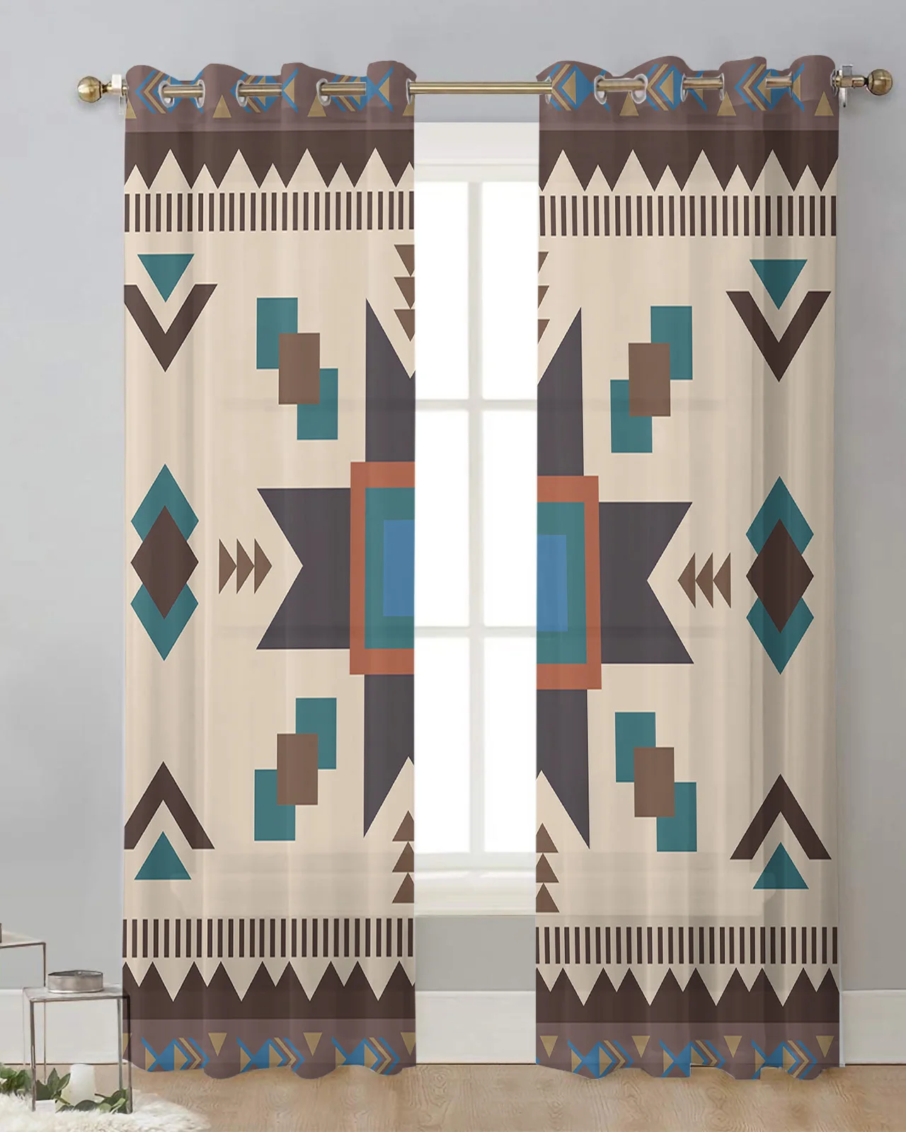 Ethnic Symbols Texture Arrow Squares Voile Hanging Curtain Living Room Sheer  Curtain Home r Drapes Gauze Window Panels - Walmart.com, image size:1280x1600
