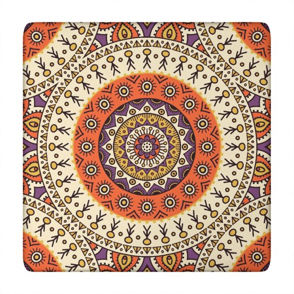 Ethnic Tablecloth Mandala Decorative Pattern Waterproof Elastic Squre Cover with Back for Spiritual and Healing Rooms