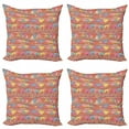 thumbnail image 1 of Ambesonne East Throw Pillow Cover 4 Pack, Colorful Art, 20", Multicolor, 1 of 2