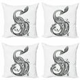 thumbnail image 1 of Ambesonne Ethnic Throw Pillow Cover 4 Pack, Oriental Peacock, 20", White and Black, 1 of 2