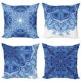 thumbnail image 1 of Ambesonne Ethnic Throw Pillow Cover 4 Pack, Mandala Inspired Folk Art, 18", Blue and White, 1 of 2