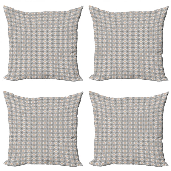 Ethnic Throw Pillow Cushion Case Pack of 4, Moroccan Folklore Oriental Eastern Ottoman Classic Antique Vintage Pattern, Modern Accent Double-Sided Print, 4 Sizes, Multicolor, by Ambesonne