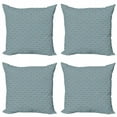 thumbnail image 1 of Ethnic Throw Pillow Cushion Case Pack of 4, Overlap Look Romanian Folkloric Rounded Square Shaped Motif, Modern Accent Double-Sided Print, 4 Sizes, Dark Seafoam Night Blue, by Ambesonne, 1 of 2