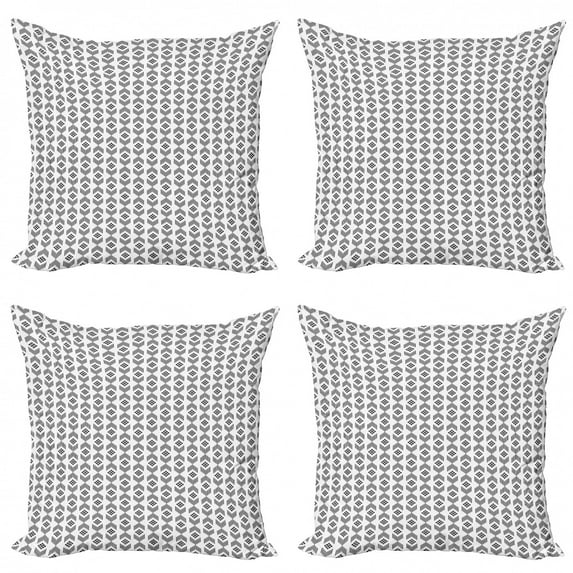 Ambesonne Ethnic Throw Pillow Cover 4 Pack, Tribal Sqaures Pattern, 20", Black and White