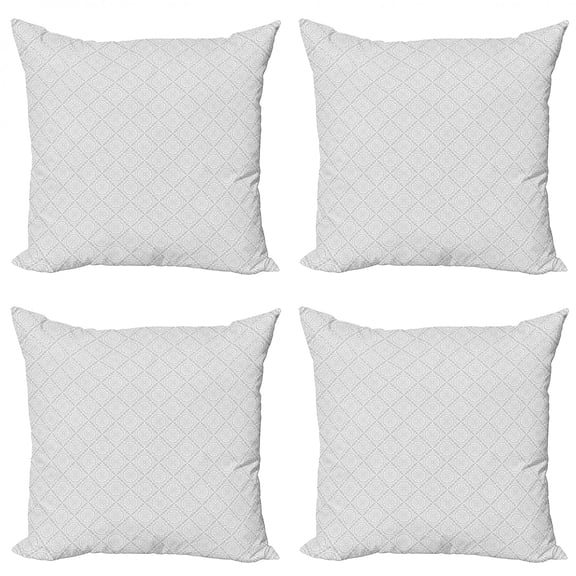 Ambesonne Ethnic Throw Pillow Cover 4 Pack, Victorian Floral Motifs, 18", Tan White