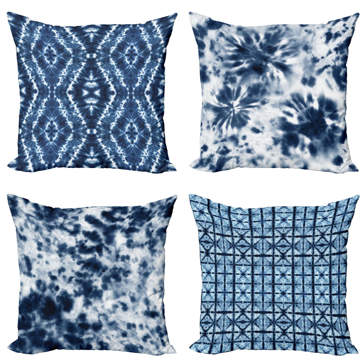 Bohemian Tie Dye Blue and White Microfiber Throw Pillow Set
