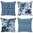 thumbnail image 1 of Ambesonne Ethnic Throw Pillow Cover 4 Pack, Batik Bohemian Tie Dye Hippy, 24", Dark Blue Off White, 1 of 2
