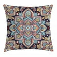 thumbnail image 1 of Ethnic Throw Pillow Cushion Cover, Bohemian Style Motif Vintage Oriental Inspired Traditional Art, Decorative Square Accent Pillow Case, 28" X 28", Navy Teal, by Ambesonne, 1 of 1
