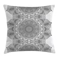 thumbnail image 1 of Ethnic Throw Pillow Cushion Cover, Indian Folk Pattern with Moroccan Arabesque Effects Middle Eastern Influences Image, Decorative Square Accent Pillow Case, 18 X 18 Inches, Grey White, by Ambesonne, 1 of 1
