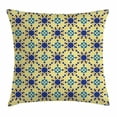 thumbnail image 1 of Ethnic Throw Pillow Cushion Cover, Moroccan Ceramic Motif with Arabesque Persian Folk Effects Antique Design, Decorative Square Accent Pillow Case, 18 X 18 Inches, Violet Blue Yellow, by Ambesonne, 1 of 2