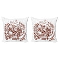 thumbnail image 1 of Ethnic Throw Pillow Cushion Cover Pack of 2, Classic Blossom Swirls with Middle Eastern Bohemian Influences Pattern, Zippered Double-Side Digital Print, 4 Sizes, Brown and White, by Ambesonne, 1 of 2
