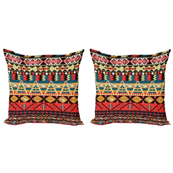 Ambesonne Ethnic Throw Pillow Cover 2 Pack, Flowers Arrows, 20", Multicolor